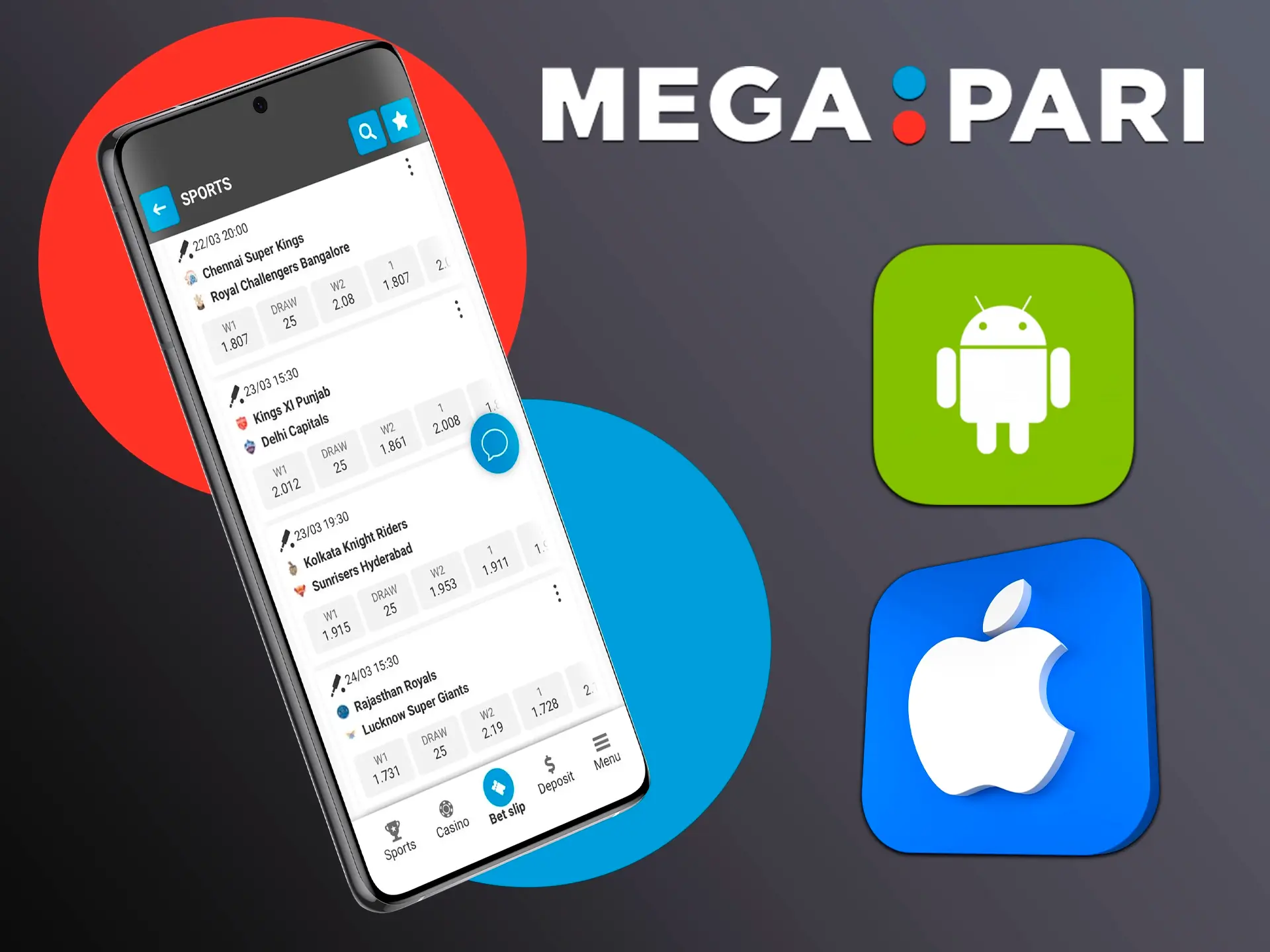 Use the Megapari mobile app which will give you instant access to IPL betting from anywhere in the world.