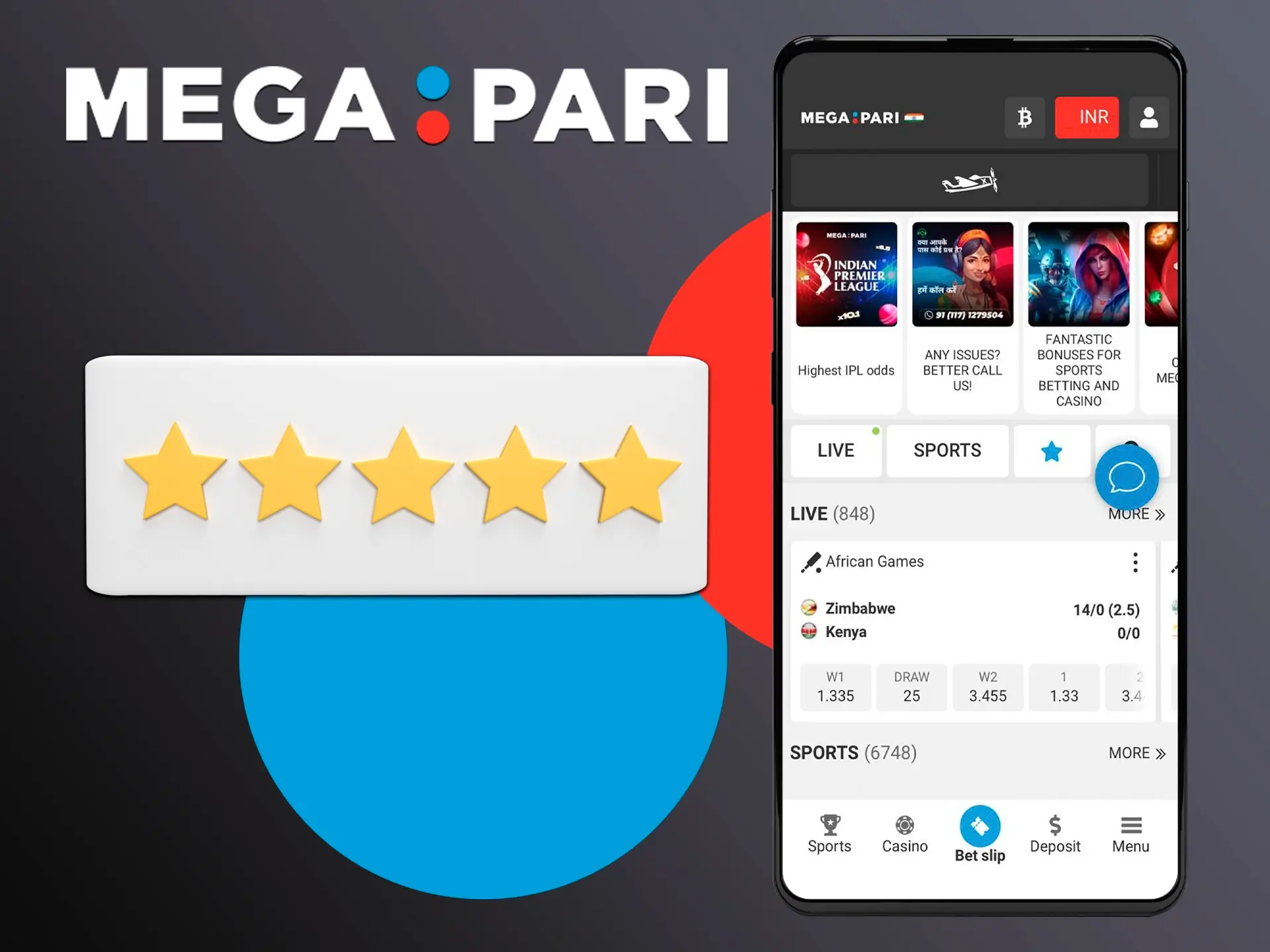 Megapari is the best bookmaker for IPL betting that has licences and high quality service.