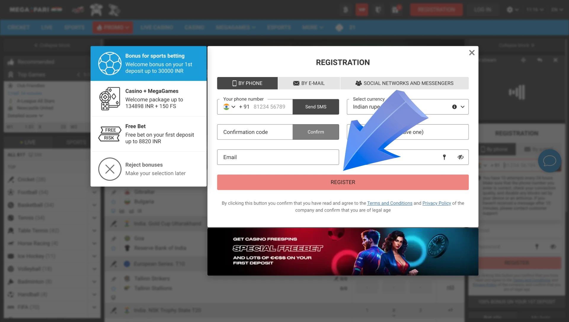 Complete the registration process to activate Megapari promo code.