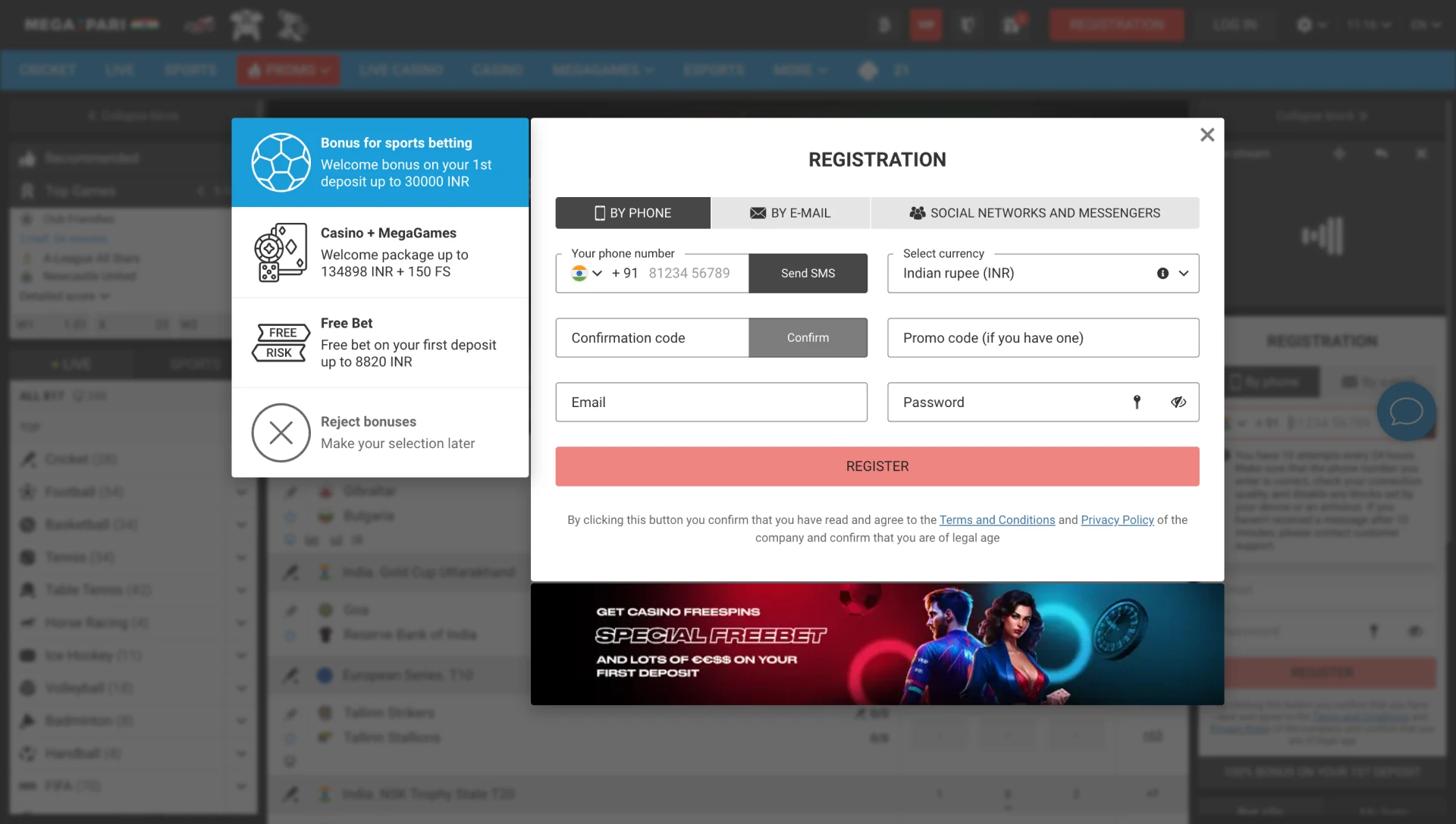 Start the registration process to use the Megapari promo code.