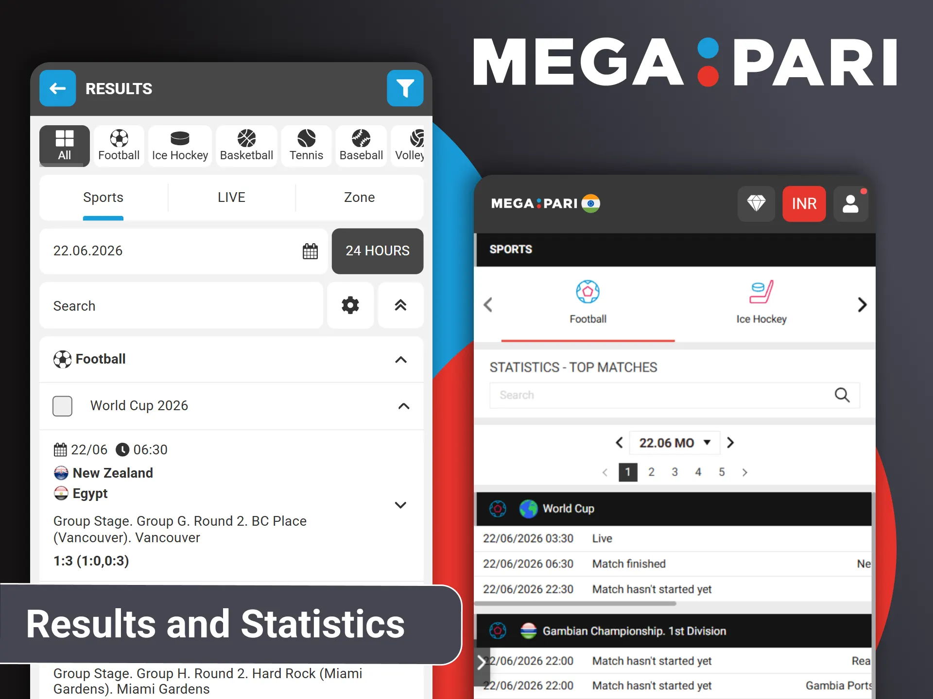Review past competitive team performance metrics using official Megapari database.