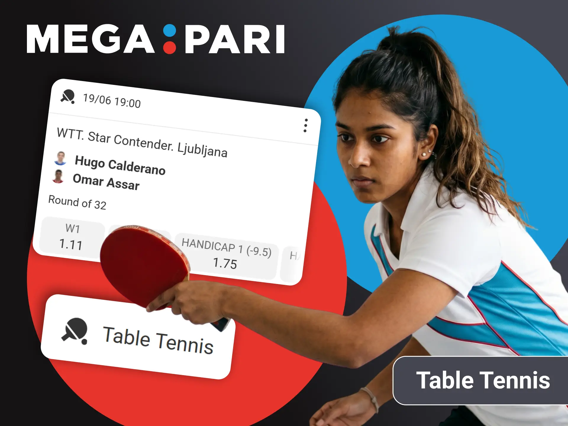 Bet on fast paced table tennis tournament games via official Megapari.