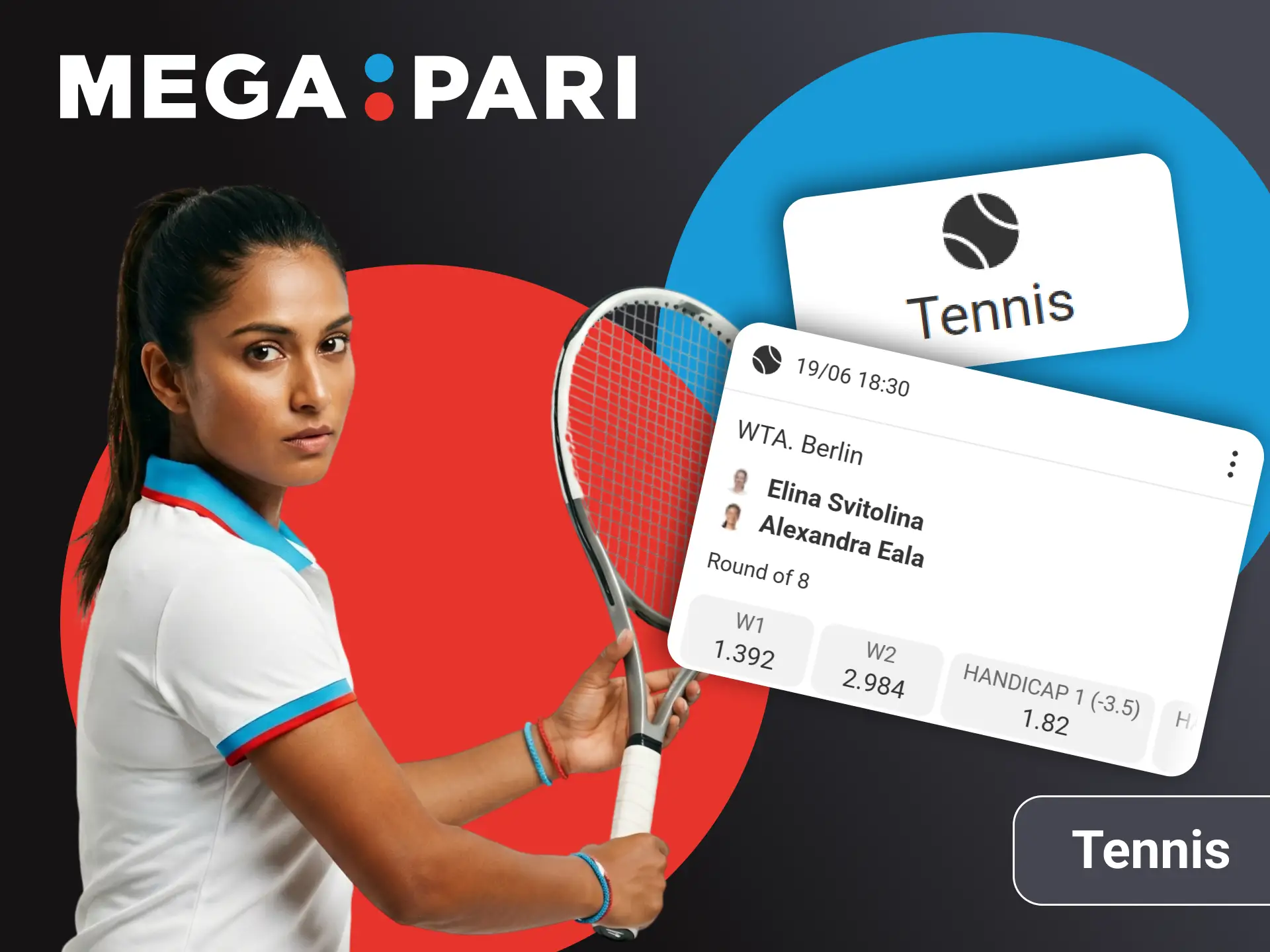 Bet on popular international tennis tournament matches through official Megapari.